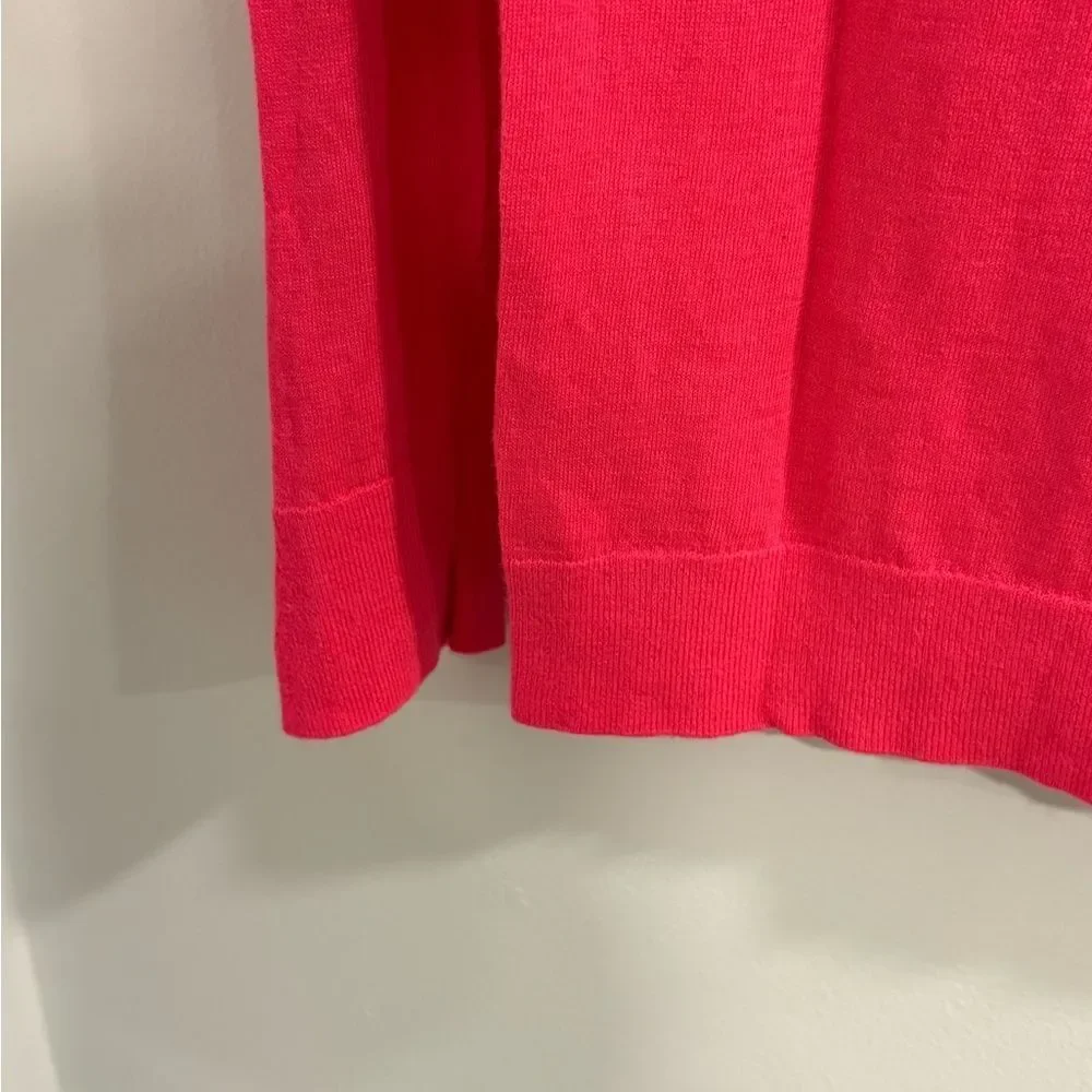 Banana Republic Merino Bright Pink V-Neck Sweater Grey Side Arm Accents - Picture 12 of 14